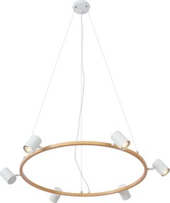 Moderné závesné svietidlo s potlačou dreva s bielymi 6 svetlami - Jeana Circle