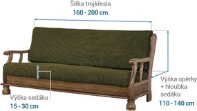 Super strečové poťahy NIAGARA zelená trojkreslo s drevenými rúčkami (š. 160 - 200 cm)