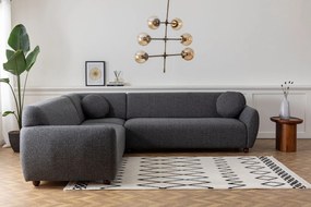Rohová pohovka Eddy s robustným rámom z bukového dreva a drevotrieskovej dosky 280 x 93 cm, ľavá, tmavosivá
