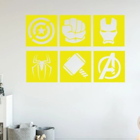 Veselá Stena Samolepka Znaky Avengers sada Farba: žlutá, Veľkosť: 80 x 54 cm