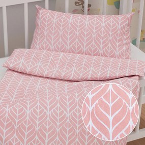 Biante Detské bavlnené posteľné obliečky do postieľky Sandra SA-211 Listy na staroružovom Do postieľky 90x130 a 40x60 cm