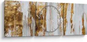 Obraz - Abstrakcia so zlatou (s hodinami) (90x30 cm)