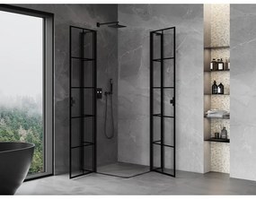Mexen, Mexen Mist L Duo výklopný sprchový kút 100 x 100 cm, čierna mriežka - 8A4L-100L-100P-70-77