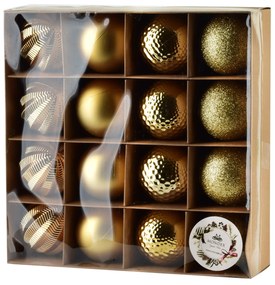 Sada 16 ks vánočních baněk Luca zlatá