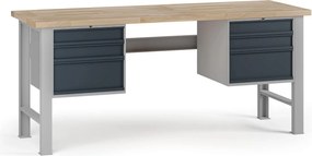 Dielenský pracovný stôl G7, buková škárovka, 2000 x 800 x 840 mm, 2x kontajner, 6 zásuviek, grafit