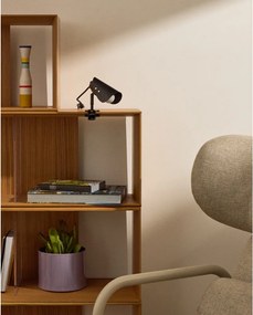 Čierna kovová stolová lampa s klipom (výška 16 cm) Jula – Kave Home