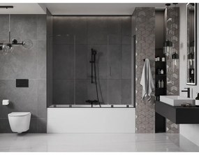 Mexen Velar Duo, 2-krídlová posuvná vaňová zástena 170 x 150 cm, 8mm číre sklo, grafitový matný profil, 896-170-000-02-66