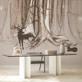 Fototapeta - Jelene medzi stromami (147x102 cm)