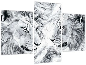 Obraz - Kreslené levie hlavy (90x60 cm)