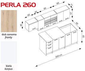 Kuchyňa Perla 260 cm. Vlastná spoľahlivá doprava až k Vám domov. 770482