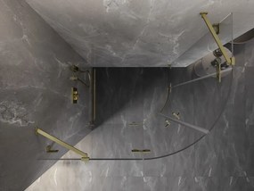 Mexen Lunar, polkruhový sprchový kút naklápací doľava 100 x 80 cm, 8mm číre sklo, zlatý matný profil, 833-100L-080P-55-00