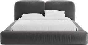 Sivá čalúnená dvojlôžková posteľ s úložným priestorom s roštom 200x200 cm Martina – Micadoni