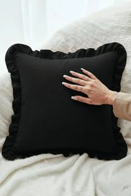 Saténová obliečka na vankúš RUFFY PREMIUM čierna Rozmer: 70x80 cm