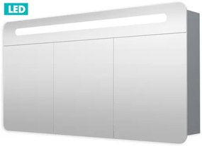 Zrkadlová skriňa 120cm, 3 dvere, LED osvetlenie, zásuvka+vypínač, IP44 GALPIR120LED