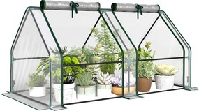 Outsunny priehľadný prenosný skleník so zipsovým okienkom – oceľový rám, 180 × 90 × 90 cm | Aosom