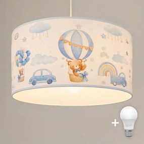 Brilagi - LED detský luster na lanku BOBO 1xE27/60W/230V, priemer 35 cm, modrý/medvedíky