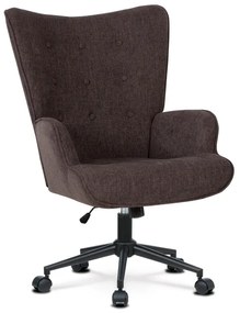 Křeslo "ušák", potah tmavě hnědá látka, kovový kříž