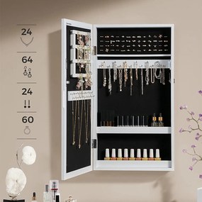 Skrinka na šperky, závesná zrkadlová skrinka, biela