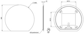 Sapho Sapho, DARA CUT LED podsvietené zrkadlo 20W, ø 100x90cm, vykurovacia fólia, 34900CI