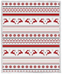 Vianočná biela baránková deka z mikroplyšu RETRO CHRISTMAS Rozmer: 160 x 200 cm