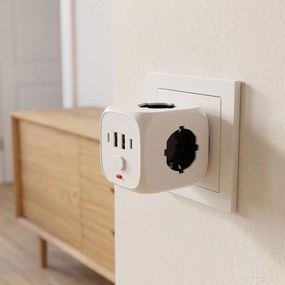 Toolight Toolight, JNH019, zásuvková kocka 7v1, 3 zásuvky + 2× USB-A + 2× USB-C, biela, OSW-56305
