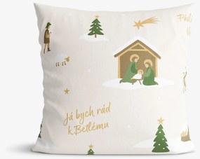 Goldea vianočná bavlnená obliečka na vankúš - pásli ovce valaši 45 x 45 cm