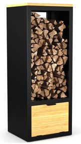 Kindlewood stojan na palivové drevo, úložný priestor na drevo, krbová polica, prášková farba, kaučukovník