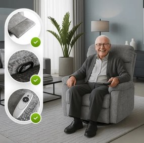 Masážne kreslo ROMEO rozkladacie, sivé