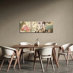 Obraz - Kubizmus - harlequin and rose (s hodinami) (90x30 cm)