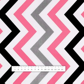 Biante Bavlnený behúň na stôl Sandra SA-377 Ružovo-sivo-čierne cik-cak pásiky 20x160 cm
