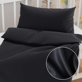 Biante Detské saténové posteľné obliečky do postieľky ST-006 Čierne Do postieľky 90x140 a 50x70 cm