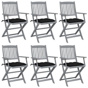 Skladacie vonkajšie stoličky s podložkami 6 ks akáciový masív 3065429