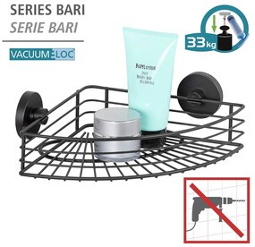 Čierna rohová polička do kúpeľne Wenko Vacuum-Loc® Bari