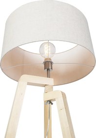 Stojaca lampa trojnožka drevená s tienidlom Pepper 50 cm - Puros