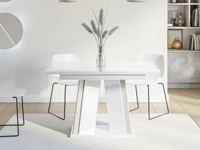 Rozkladací jedálenský stôl Lyliad, Farby: biely mramor / biely lesk