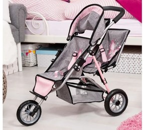 Bayer Design Kočík pre bábiky dvojičky Duo (sivá/bledoružová)  (100355100)