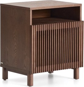 Tmavohnedý nočný stolík v dekore orecha s poličkami Beyla – Kave Home