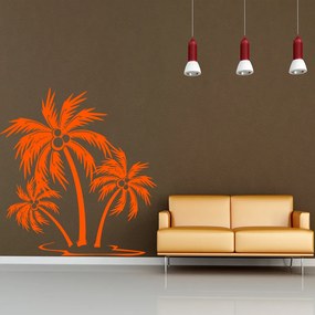 Veselá Stena Samolepka Palmy na ostrovčeku Farba: oranžová, Veľkosť: 80 x 81 cm