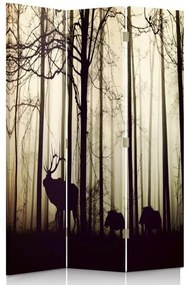 Ozdobný paraván Jelen v lese Fog Brown - 110x170 cm, trojdielny, klasický paraván