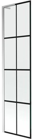 Mexen Next L, 1-krídlová vaňová zástena 50 x 150 cm, 6mm číre sklo-čierny vzor, chrómový profil, 895-050-000-03-77-01