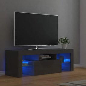 TV skrinka s LED svetlami lesklá sivá 120x35x40 cm