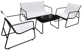 Záhradný kovový nábytok NUGRI (pohovka + 2 kreslá + stôl) - béžový