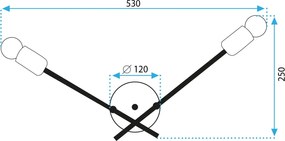 Toolight Toolight, nástenné svietidlo 2xE27 APP1119-2W, čierna-zlatá, OSW-01642