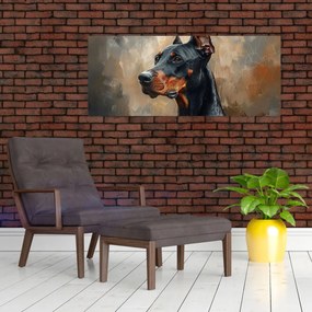 Obraz - Portrét Dobermana (120x50 cm)
