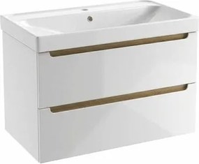 Kúpeľňová skrinka s umývadlom Naturel Stilla 80x60x45 cm biela lesk STILLAD08056U5