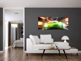 Obraz - Zelené závodné auto (120x50 cm)