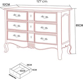 Komoda Venezia 127 cm z masívu béžová