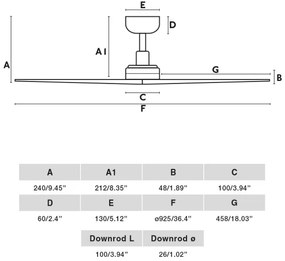FARO 34284 - Stropný ventilátor KLIM S borovica/čierna pr. 92,5 cm + DO
