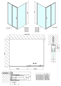 Polysan Polysan, Easy Line obdĺžniková sprchová zástena 1400x700mm L/P varianta, EL1415EL3115
