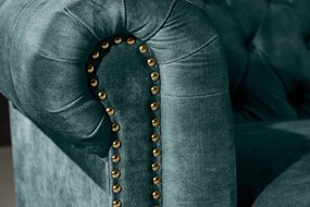 Dizajnová trojsedačka Chesterfield 205 cm petrolejový zamat